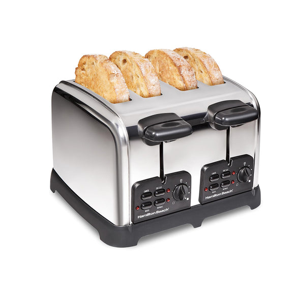 Hamilton Beach Classic 4 Slice Toaster with Sure-Toast Technology, Stainless Steel (7.8 H x 11.1 W 11.1 D)