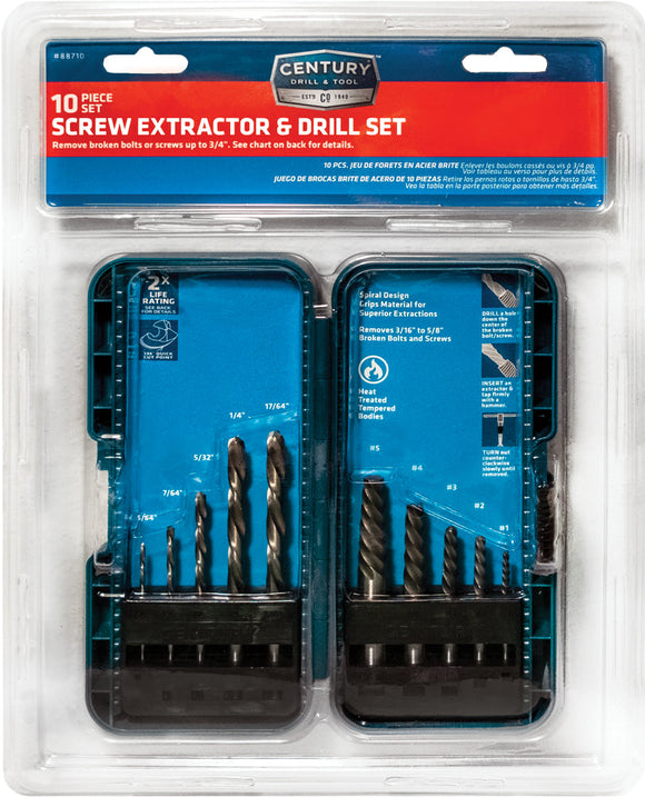 Century Drill And Tool 10 Piece Screw Extractor And Drill Bit Set (10 Piece)