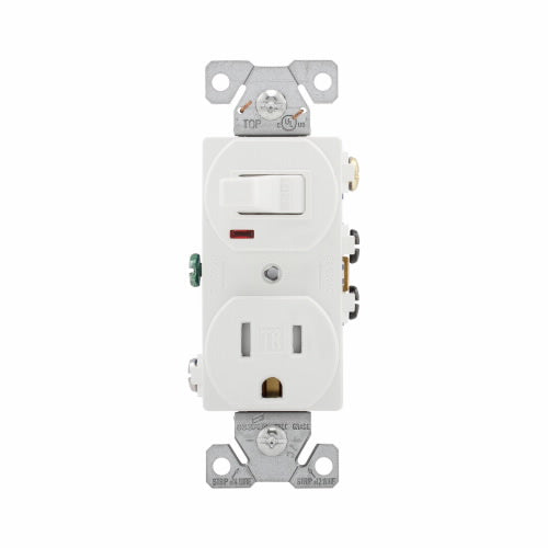 Eaton Cooper Wiring Commercial Grade Combination Switch 15A, 120V White (White, 120V)