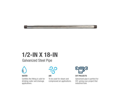 Southland 1/2-in x 18-in Galvanized Steel Schedule 40 Pipe (1/2-in x 18-in, Galvanized)
