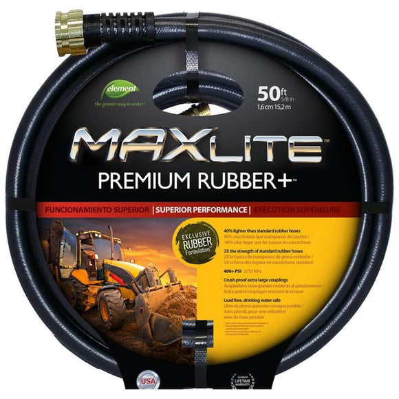 SWAN ELEMENT MAXLITE PREMIUM RUBBER+ HOSE (5/8 IN X 50 FT, BLACK)