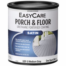 Interior/Exterior Satin Porch & Floor Coating, Urethane Fortified, Medium Gray, 1-Qt.