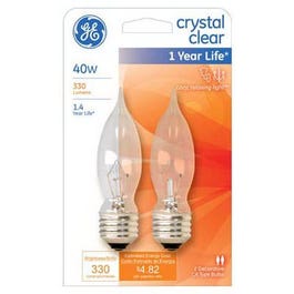 Decorative Light Bulb, Bent-Tip, Clear, 40-Watts, 2-Pk.