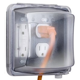 Outlet Cover, 2-Gang, Vertical, Clear Polycarbonate
