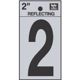 Address Number "2", Reflective Black Vinyl, 2-In.