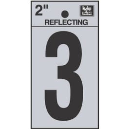 Address Number "3", Reflective Black Vinyl, 2-In.