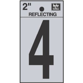 Address Number "4", Reflective Black Vinyl, 2-In.