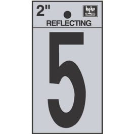Address Number "5", Reflective Black Vinyl, 2-In.