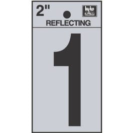 Address Number "1", Reflective Black Vinyl, 2-In.