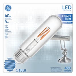 LED Light Bulb, T10, Soft White, Clear, Non-Dimmable, 450 Lumens, 4-Watts