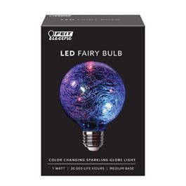 LED Fairy Globe Light, G25, Multi-Color Crackle Glass, 1-Watts