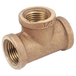 Pipe Fitting, Rough Brass Tee, Lead-Free, 1/8-In.