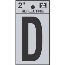 Address Letters, "D", Reflective Black/Silver Vinyl, Adhesive, 2-In.