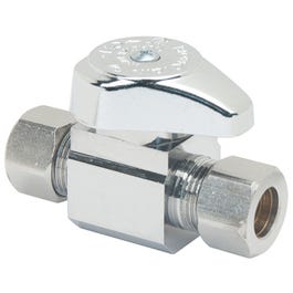 Compression Outlet, Straight Valve, Chrome, 3/8-In. OD Compression x 3/8-In. OD