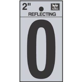 Address Number "0", Reflective Black Vinyl, 2-In.