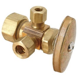 Brass Dual Outlet Stop Valve, 5/8 x 3/8 x 3/8-In.