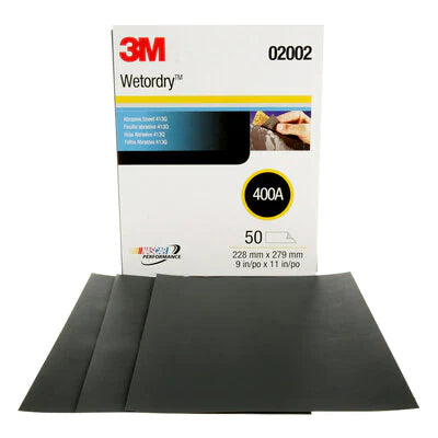 3M™ Wetordry™ Abrasive Sheet 413Q, 02002, 400, 9 in x 11 in, 50 sheets per carton, 5 cartons per case