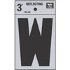 Address Letter, W, Reflective, Black Vinyl  Adhesive, 3-In.