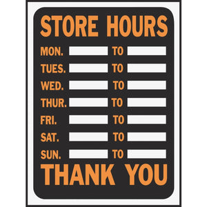 Hy-Ko Plastic Sign, Store Hours