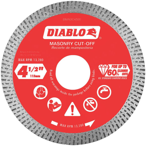 Diablo 4-1/2 In. Diamond Continuous Rim Dry/Wet Cut Diamond Blade