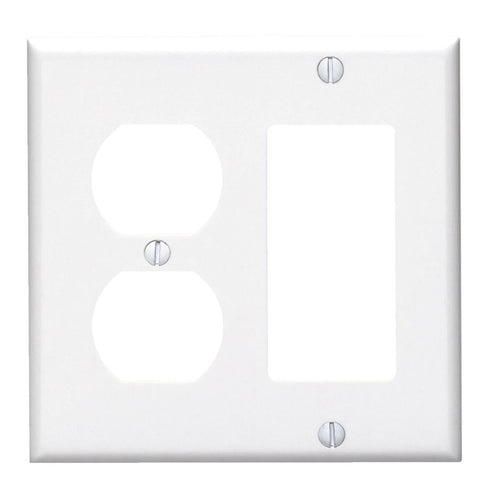 Leviton 2-Gang Smooth Plastic Single Rocker/Duplex Outlet Wall Plate, White