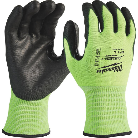 Milwaukee Men's Large Cut Level 3 High Vis Polyurethane Dipped Glove