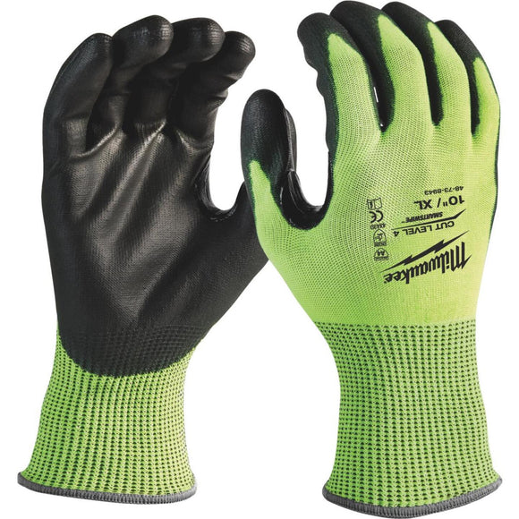 Milwaukee Men's XL Cut Level 4 High Vis Polyurethane Dipped Glove